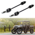 Rear CV drive axle shaft with black rubber boots and metal splined ends