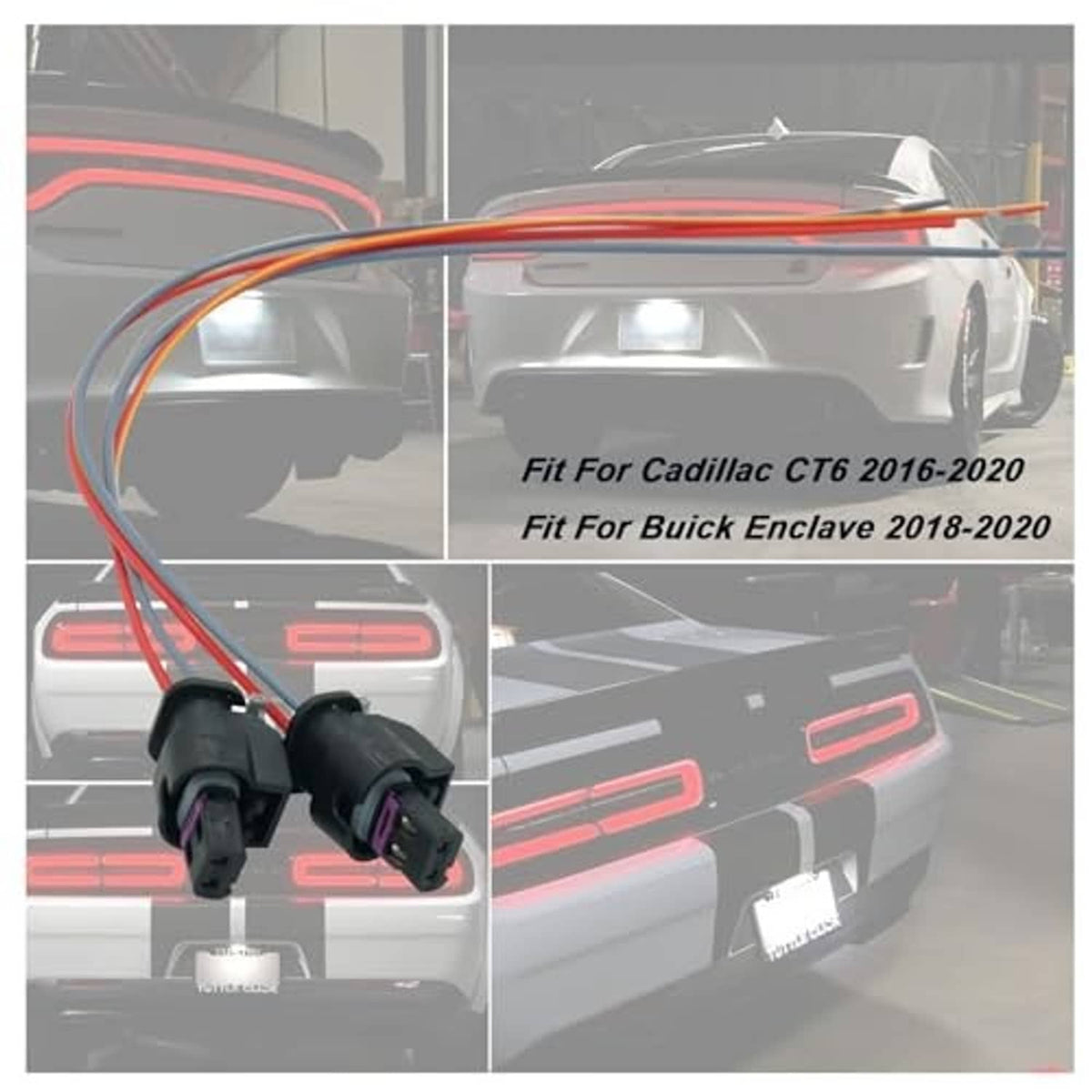 License plate light wiring pigtail connectors with colored harness and gray plug housings