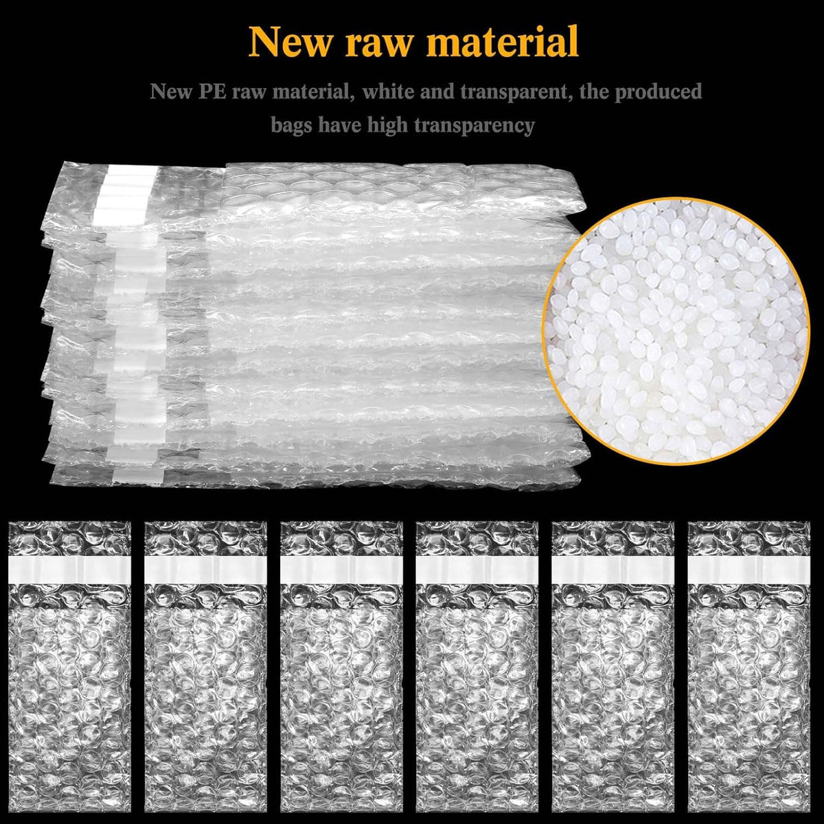 Clear double-wall bubble cushion wrap bags with textured bubble cell surface