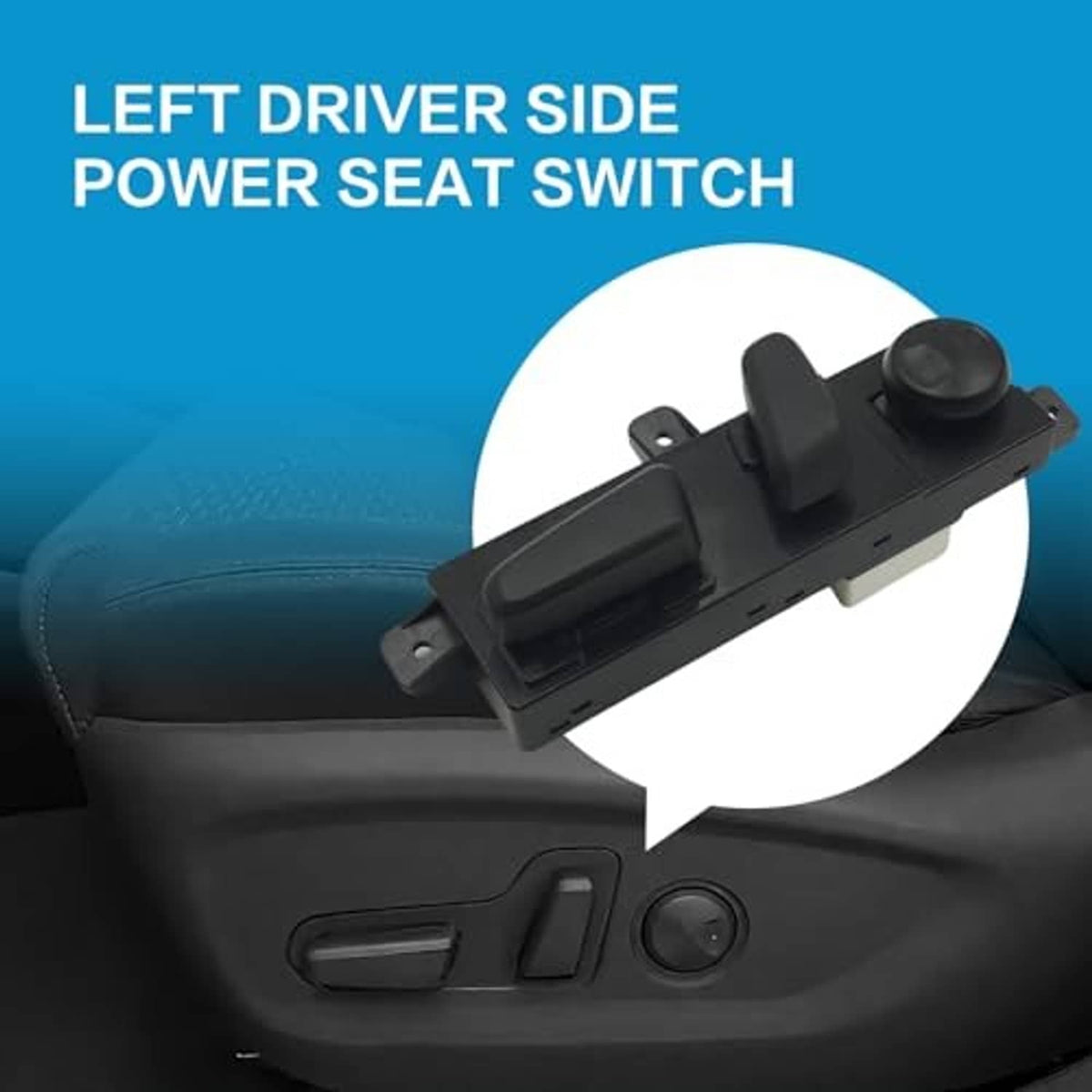 Power seat switch with circular knob and armrest-style button controls on black housing.
