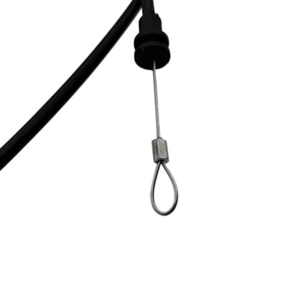 Black hood release cable handle with metal pin safety loop