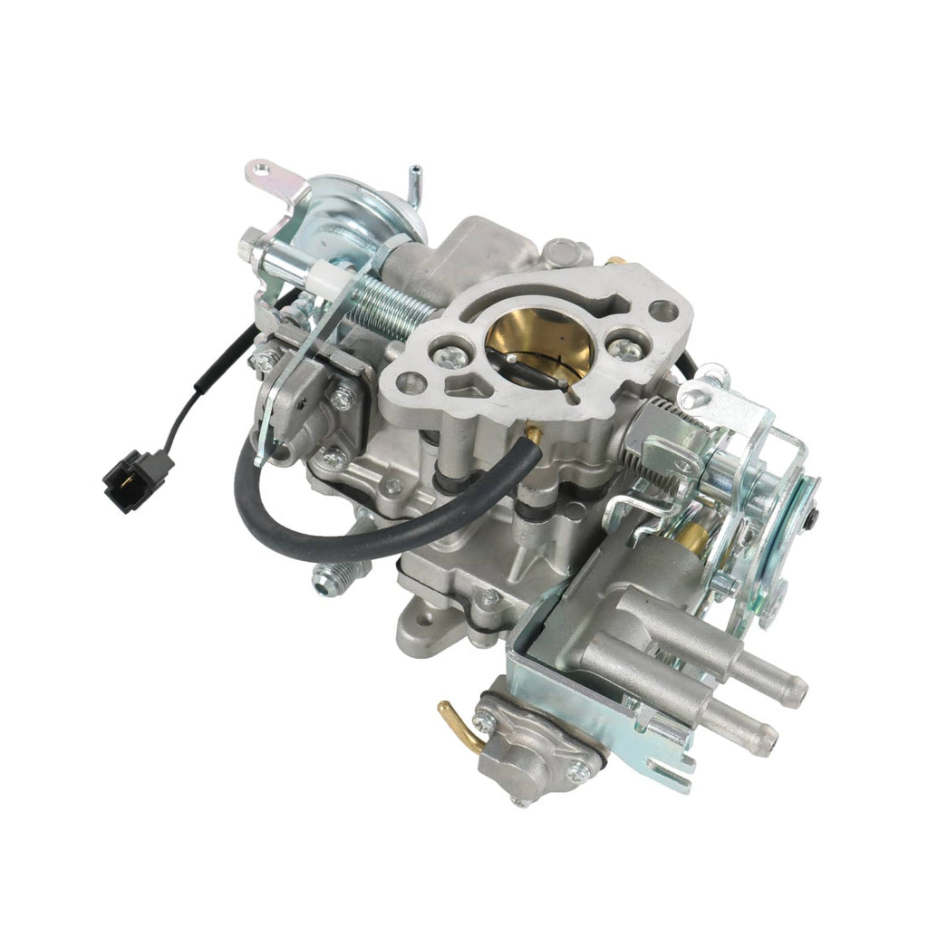 Carburetor assembly with throttle bore and spring linkage, side view