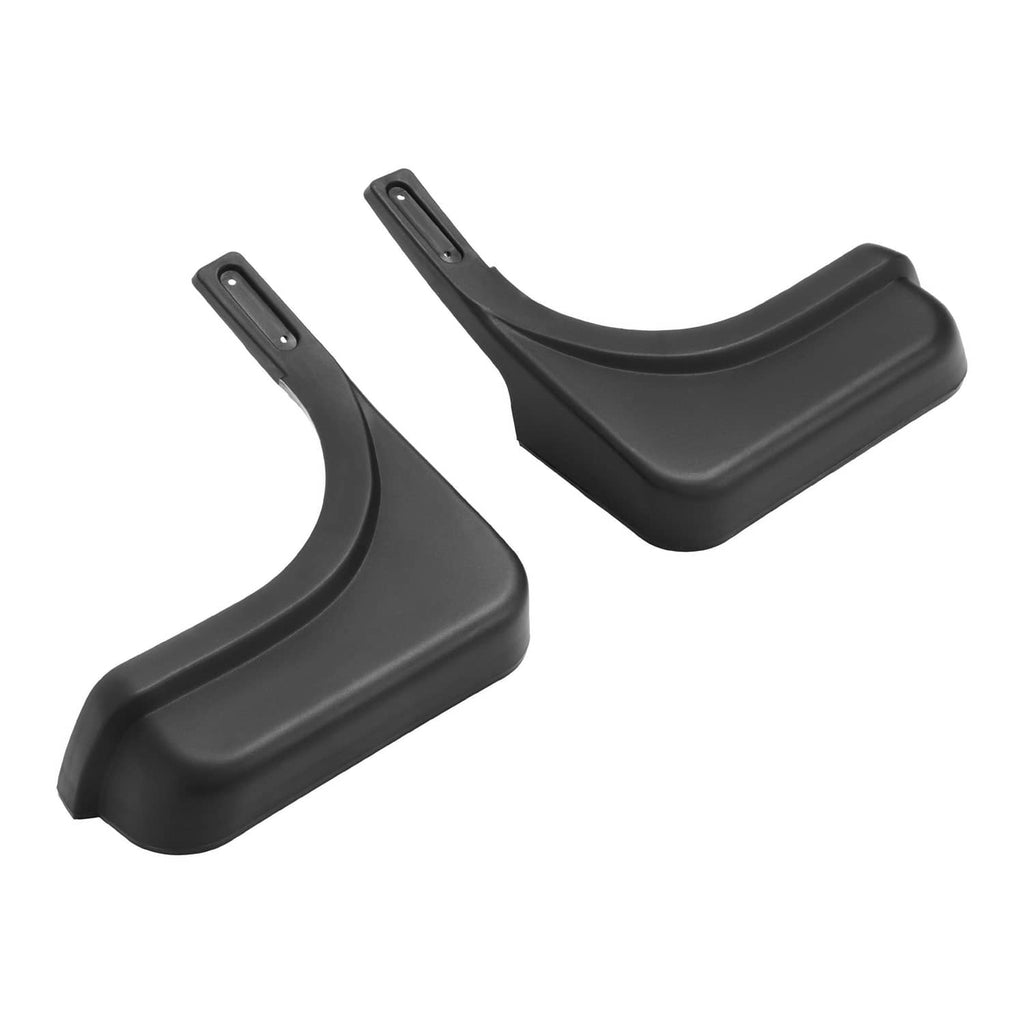 Pair of black molded plastic golf cart fender caps with mounting holes