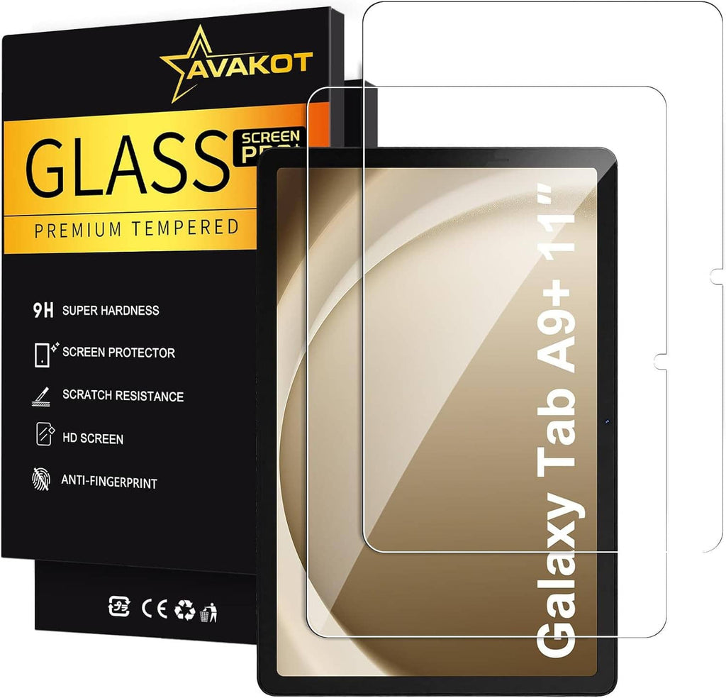 Tempered glass screen protector pair with two clear films for Galaxy Tab A9+ tablet