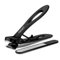 Black ultra-wide jaw nail clipper with built-in file pad base