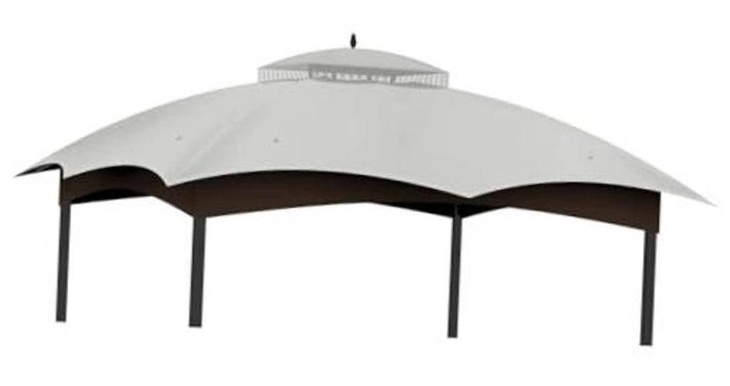 Gray gazebo canopy replacement top with dark underside and support posts