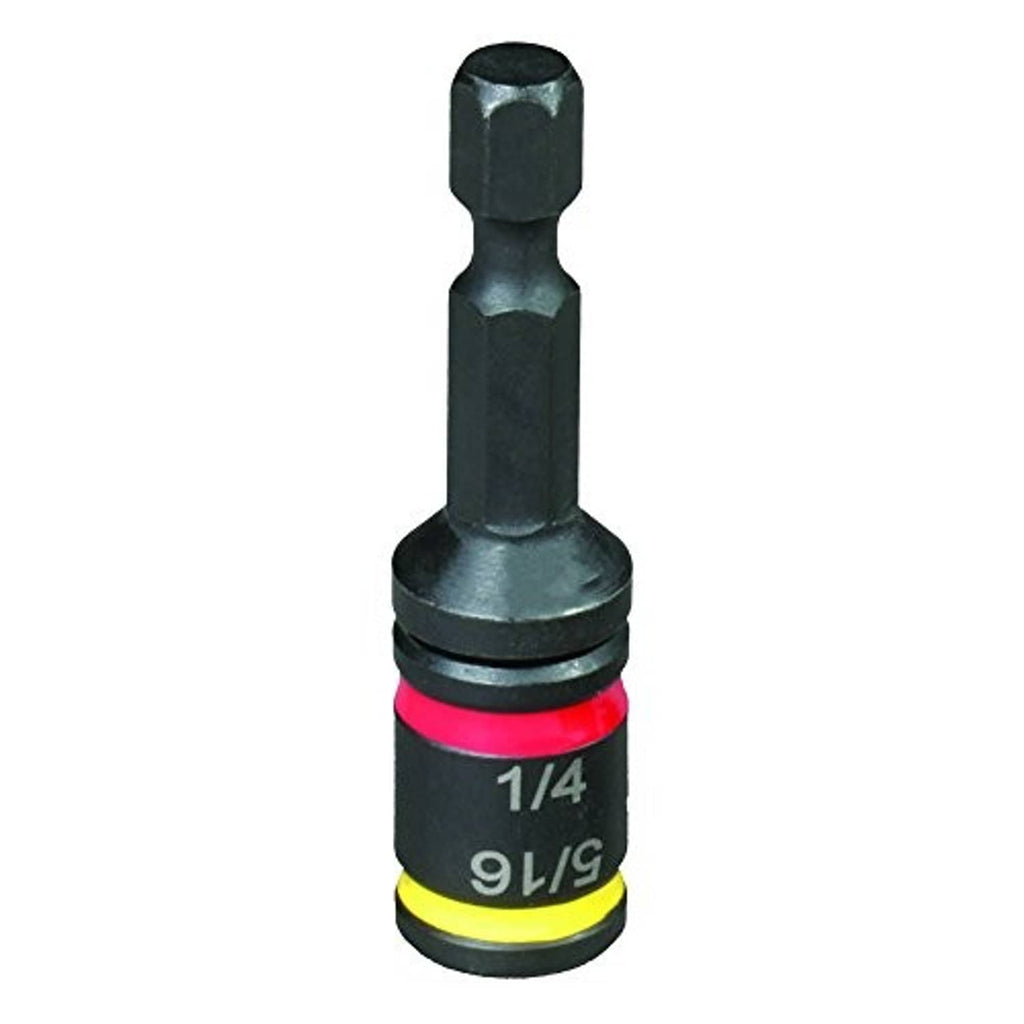 Hex chuck driver bit with red and yellow rings, marked 1/4 on black base