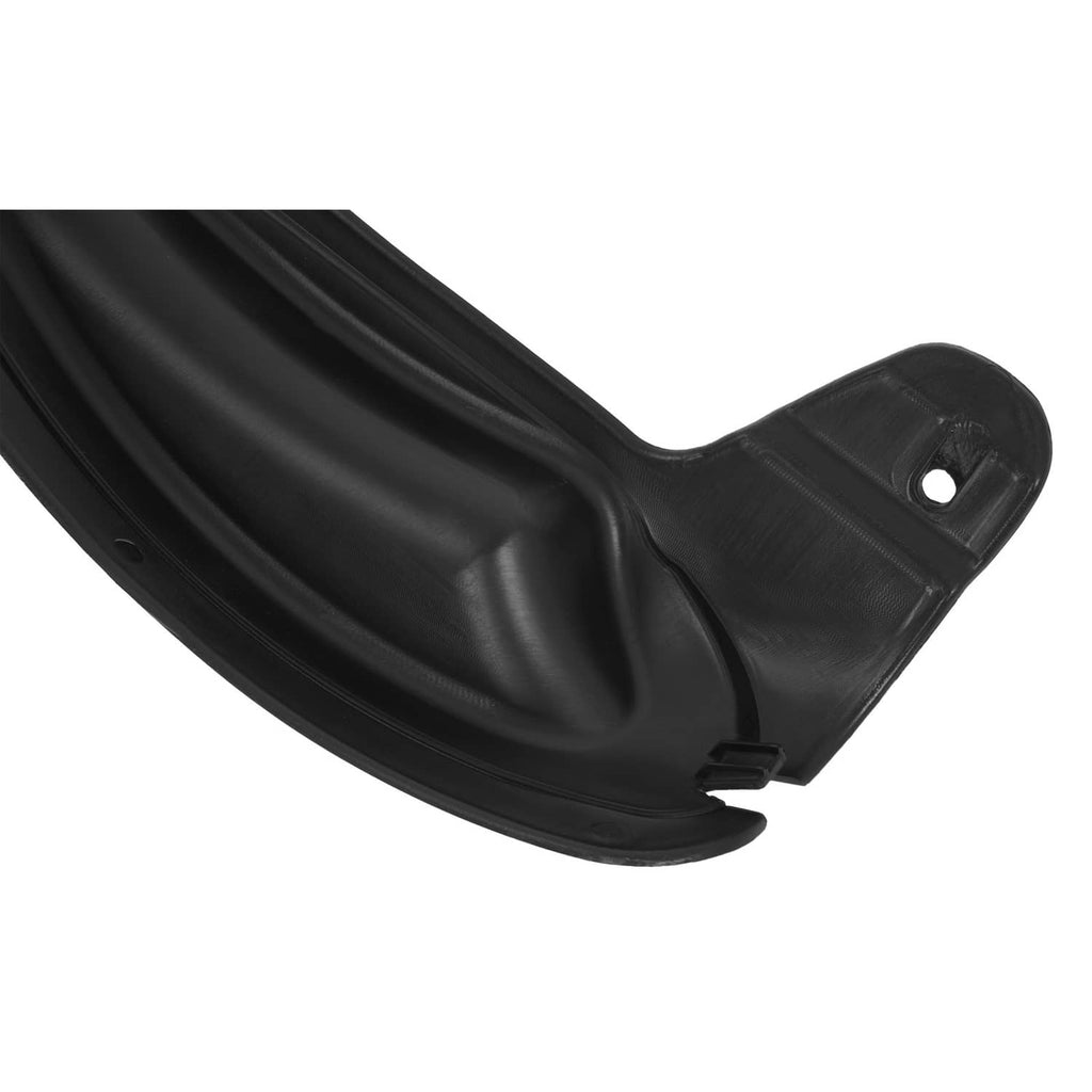 Black mulching blade tip with side cutout and small mounting hole