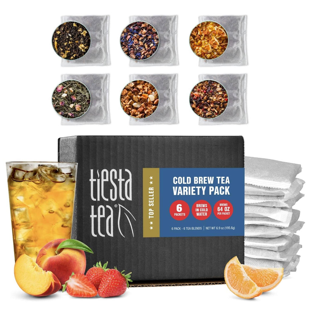 Tiesta Tea variety pack of 6 cold brew loose-leaf tea packets in sealed pouches