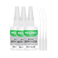 High-strength welding glue set, 3 clear bottles with green labels