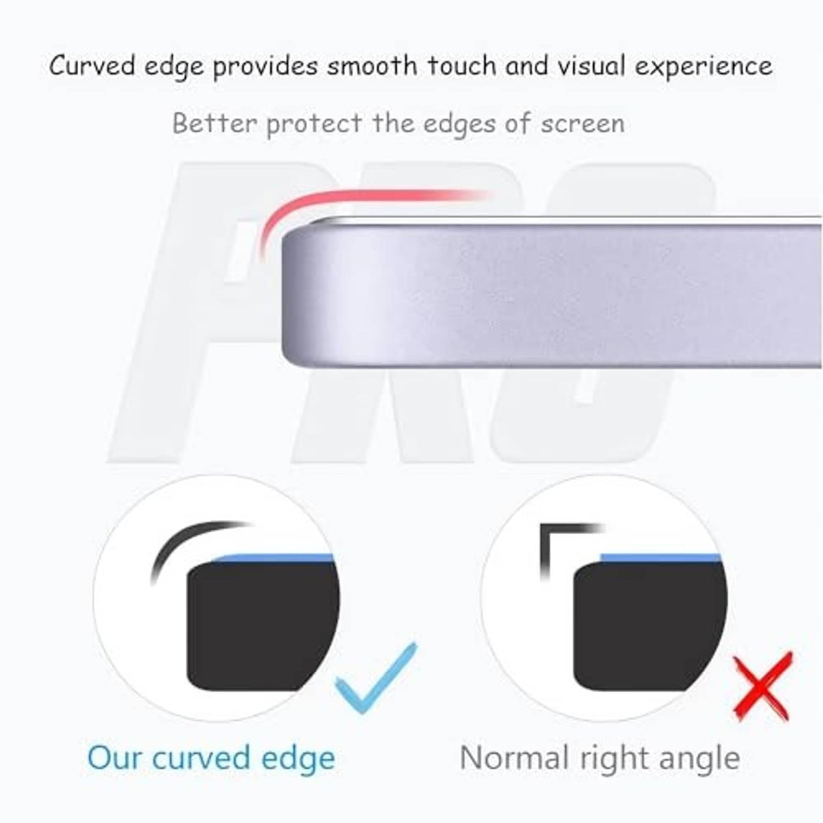 Tempered glass screen protector with curved edge design for smooth touch