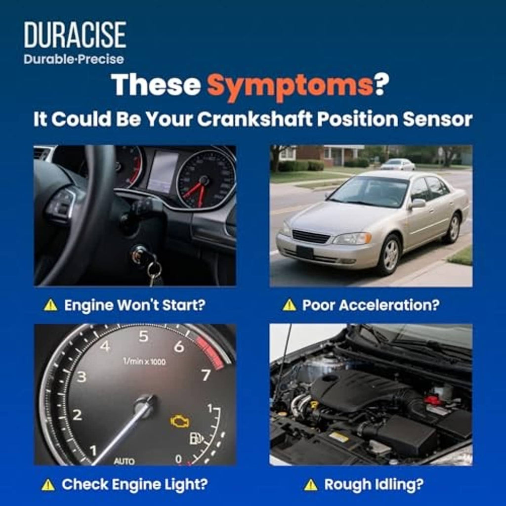 Crankshaft position sensor with black wire lead and 4-pin electrical plug