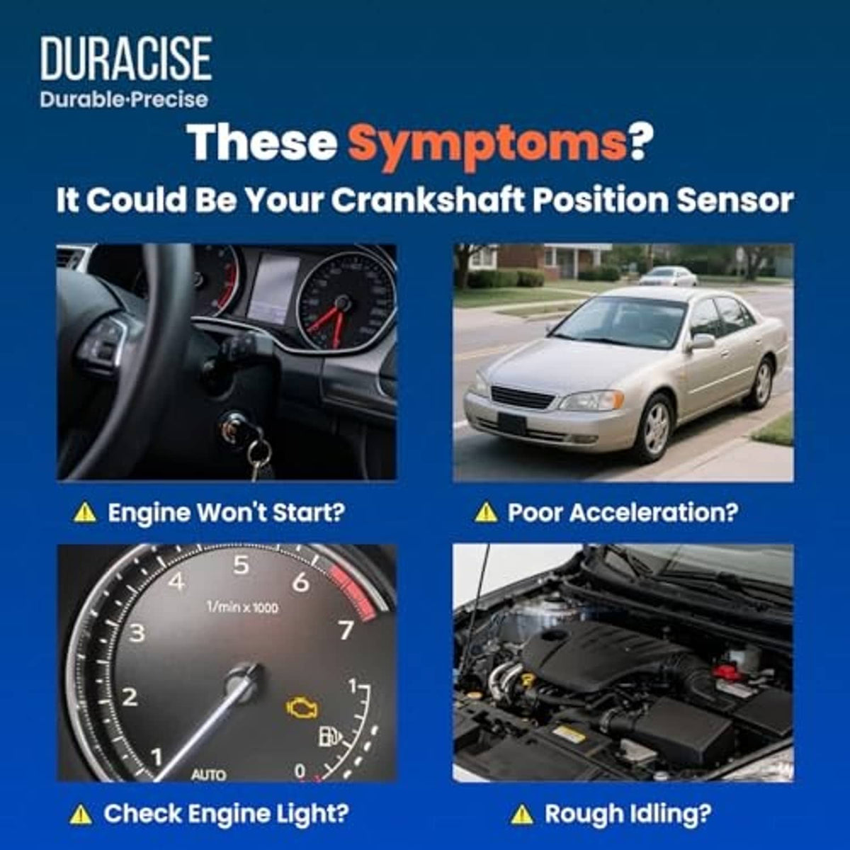 Crankshaft position sensor with black wire lead and 4-pin electrical plug