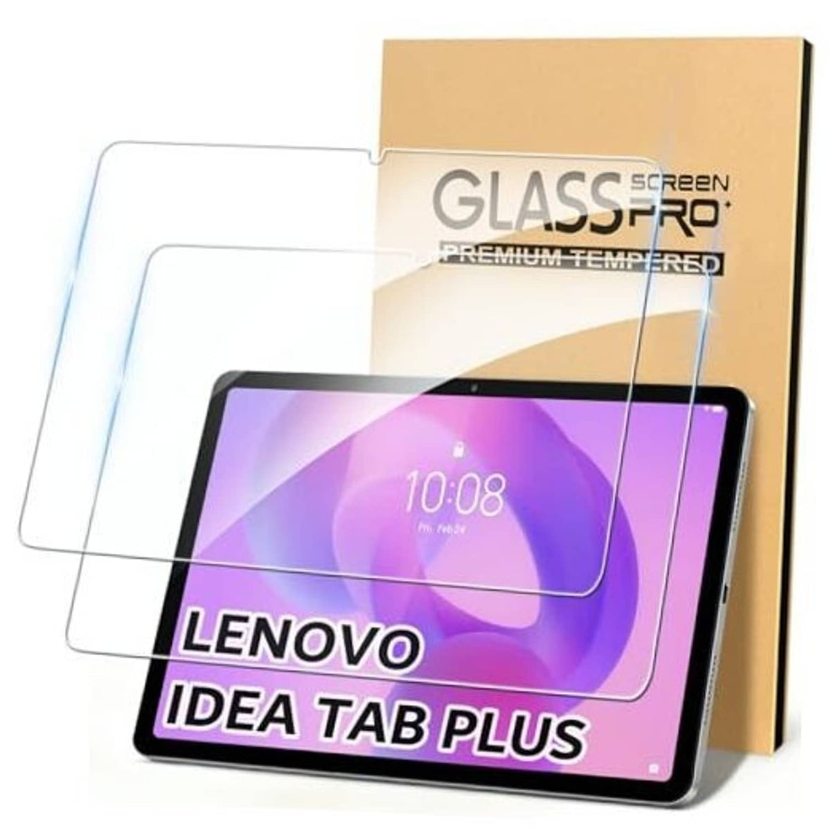 Tempered glass screen protector set for Lenovo Idea Tab Plus tablet, clear