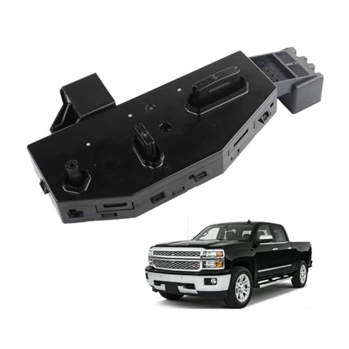 Power seat switch driver-side module, black control panel with multi-port connectors