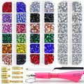 Hotfix rhinestone applicator kit with colorful stones in organizer tubes and tools
