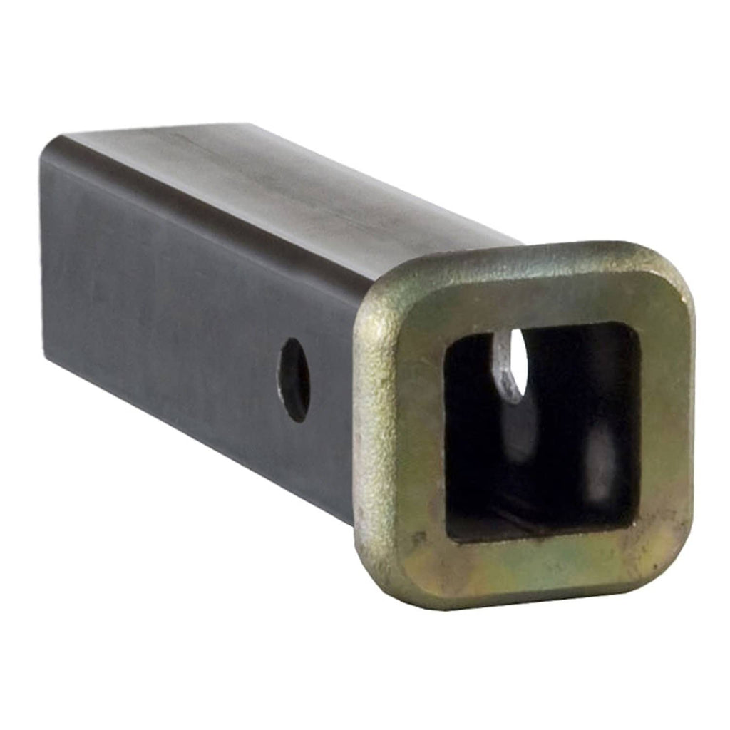 Raw steel weld-on trailer hitch receiver, square opening end and side hitch pin hole