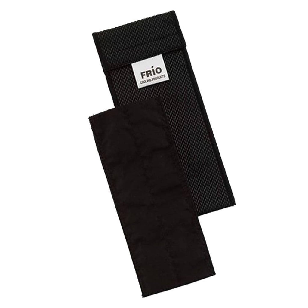 FRIO cooling wallet sleeve, black fabric with front logo label and top strap