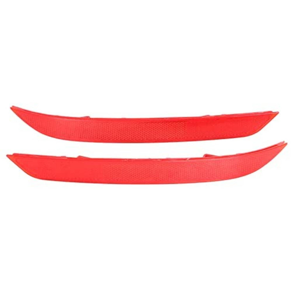 Red rear bumper reflector lenses, curved shape, left and right pair