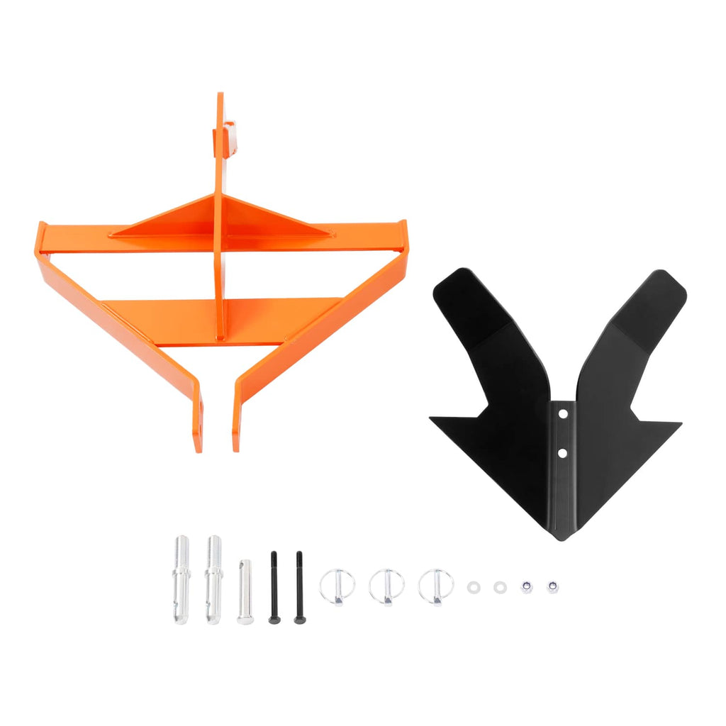Orange 3-point middle buster quick hitch with black ground blade and included hardware
