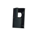 Weatherproof black AC outlet snap cover with rectangular face and round cutout