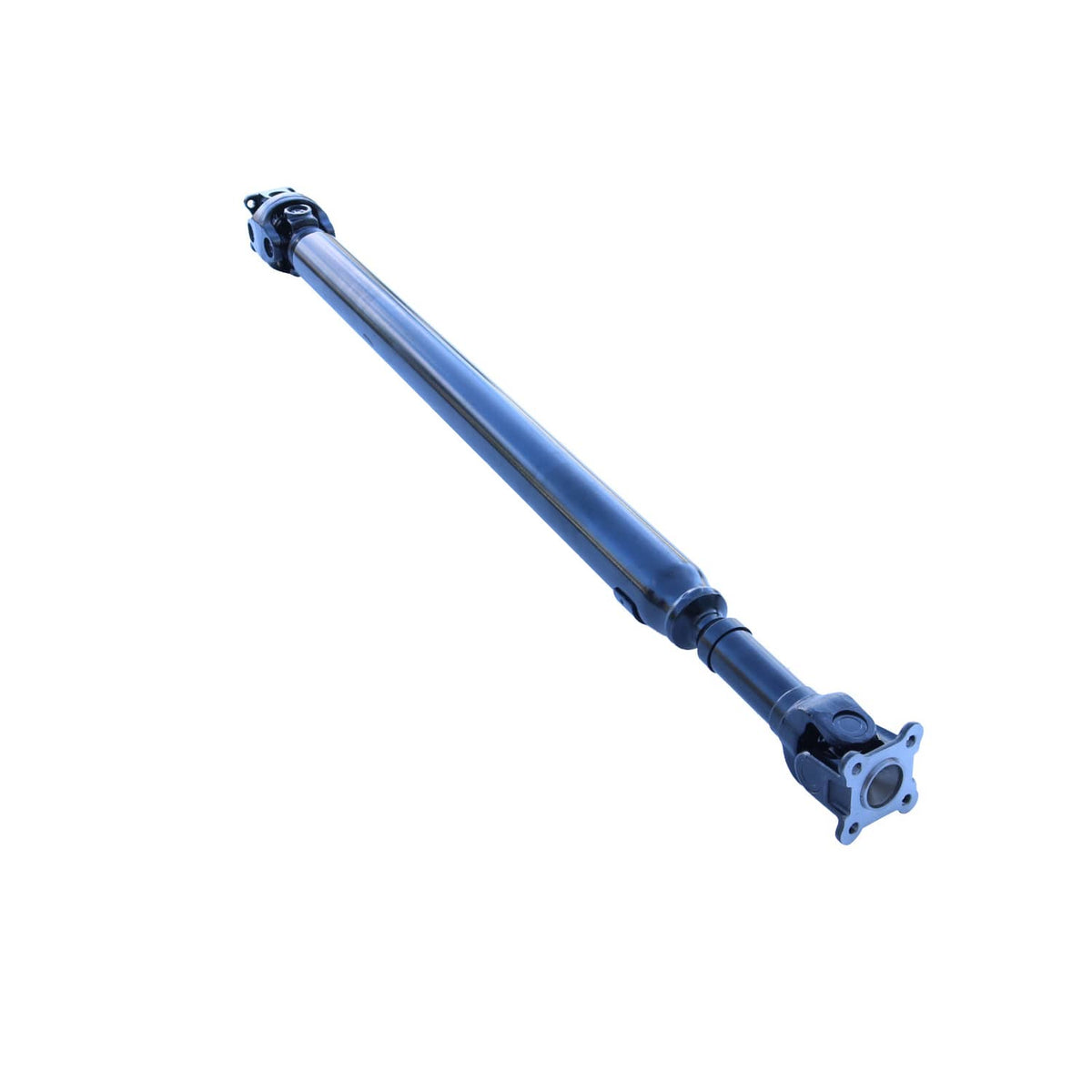 Rear driveshaft prop shaft assembly with U-joint end, blue steel shaft