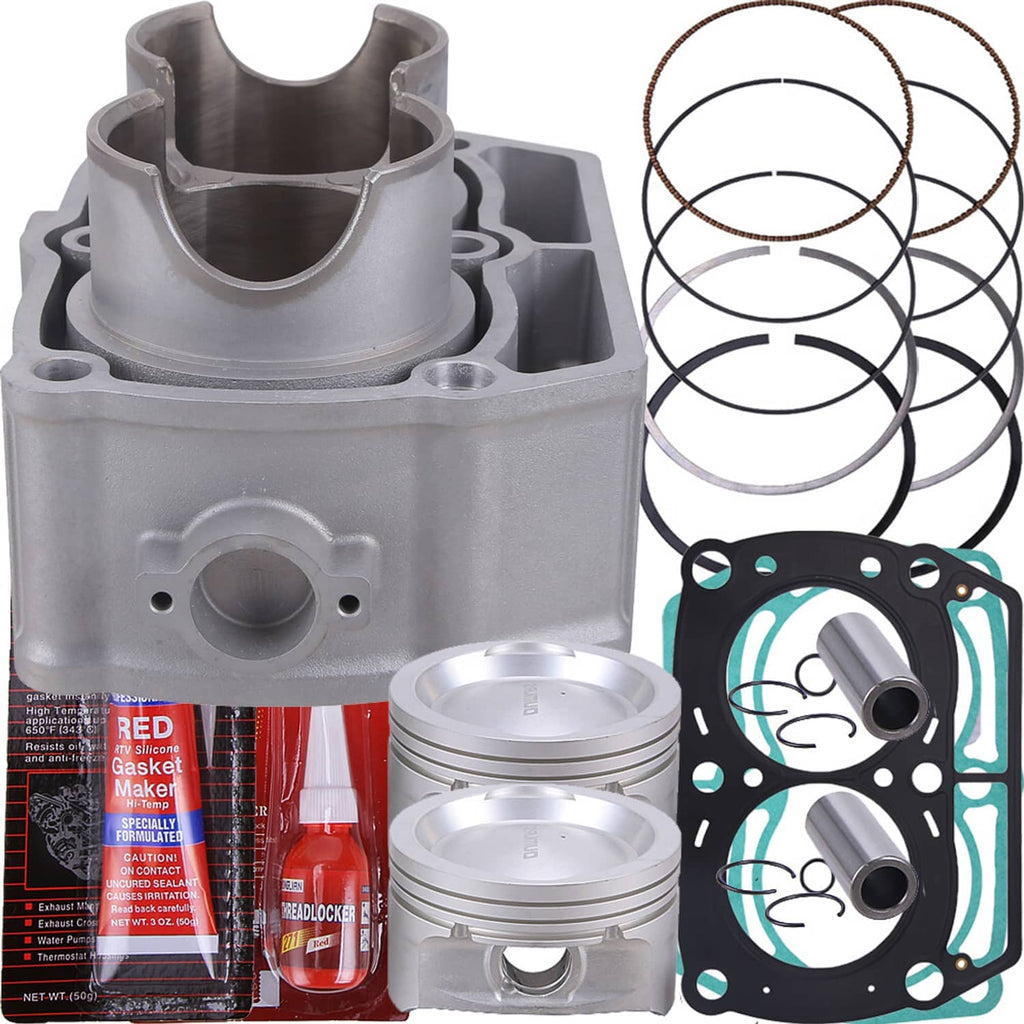 Cylinder piston top-end kit with silver cylinder block, pistons, rings, and gasket set