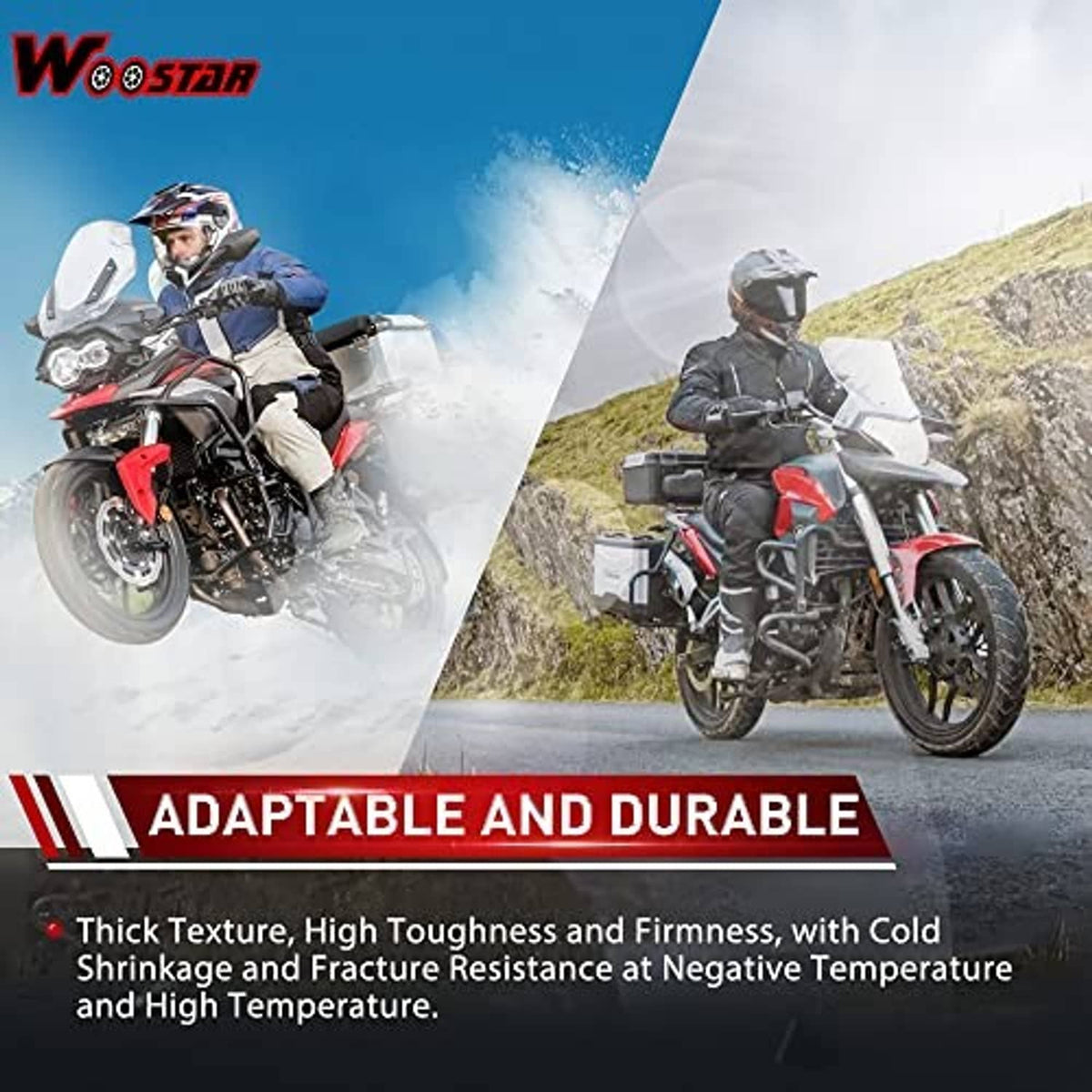 Motorcycle sprocket replacement featured on an outdoor riding graphic background
