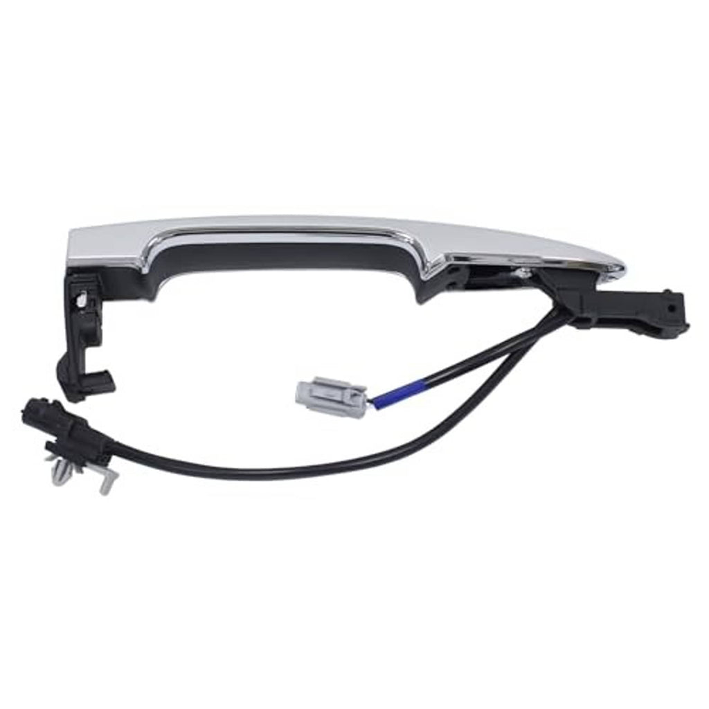 Chrome exterior door handle with smart keyless entry sensors and cable harness