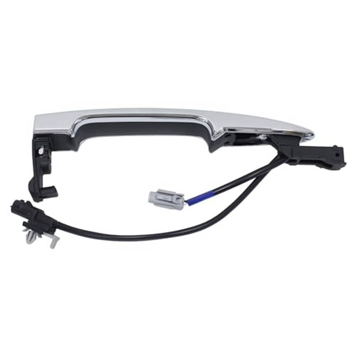 Chrome exterior door handle with smart keyless entry sensors and cable harness