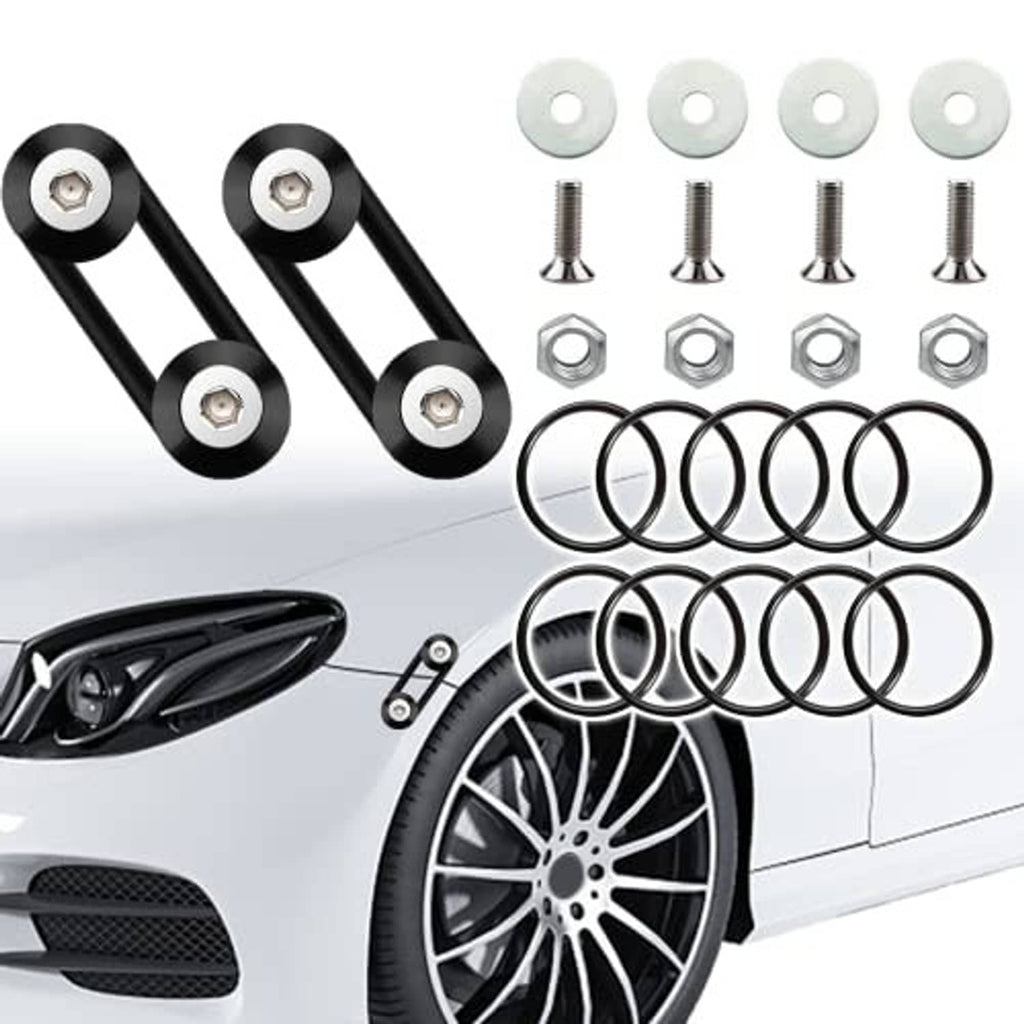12-piece black bumper quick-release clips kit with fasteners, bolts, nuts, and rubber rings