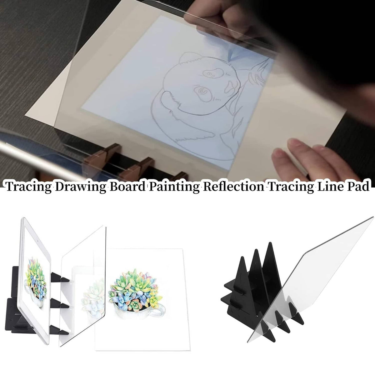 Portable optical tracing board with black stand and transparent reflection sheets