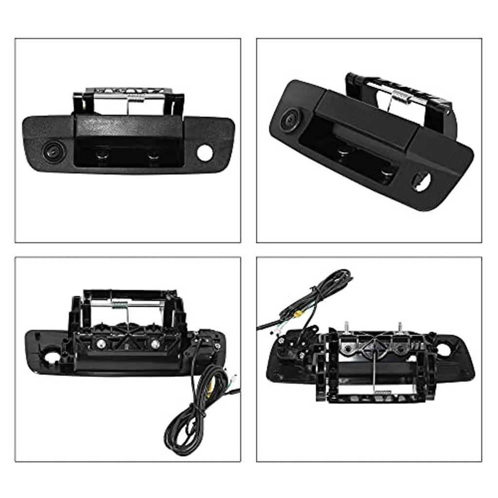 Tailgate handle backup camera kit with multiple views and included components