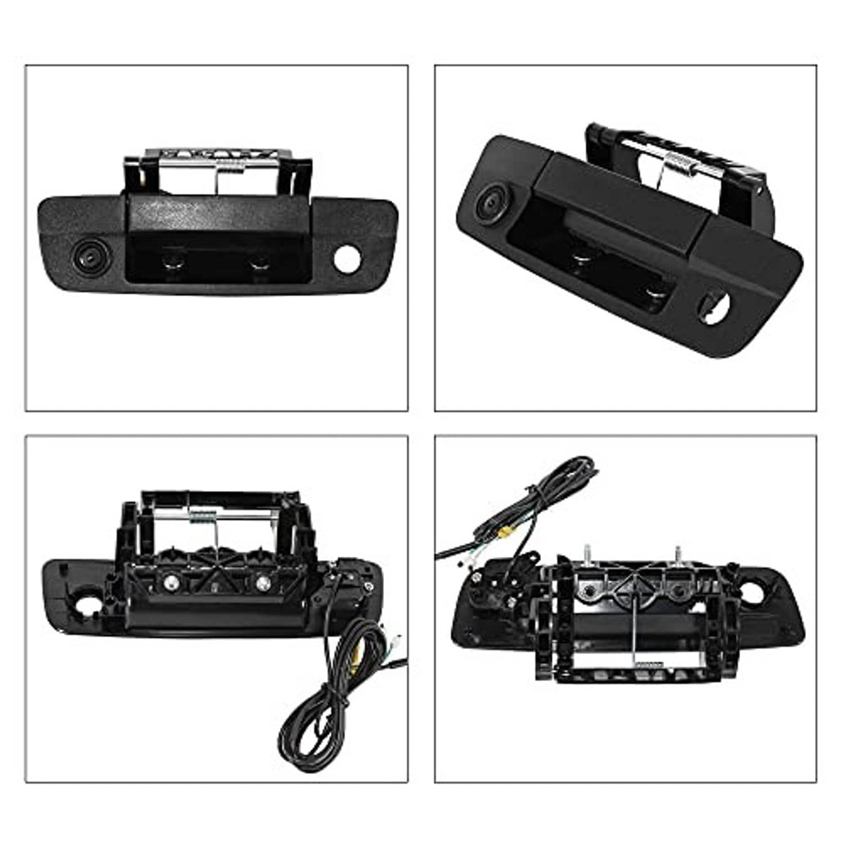 Tailgate handle backup camera kit with multiple views and included components