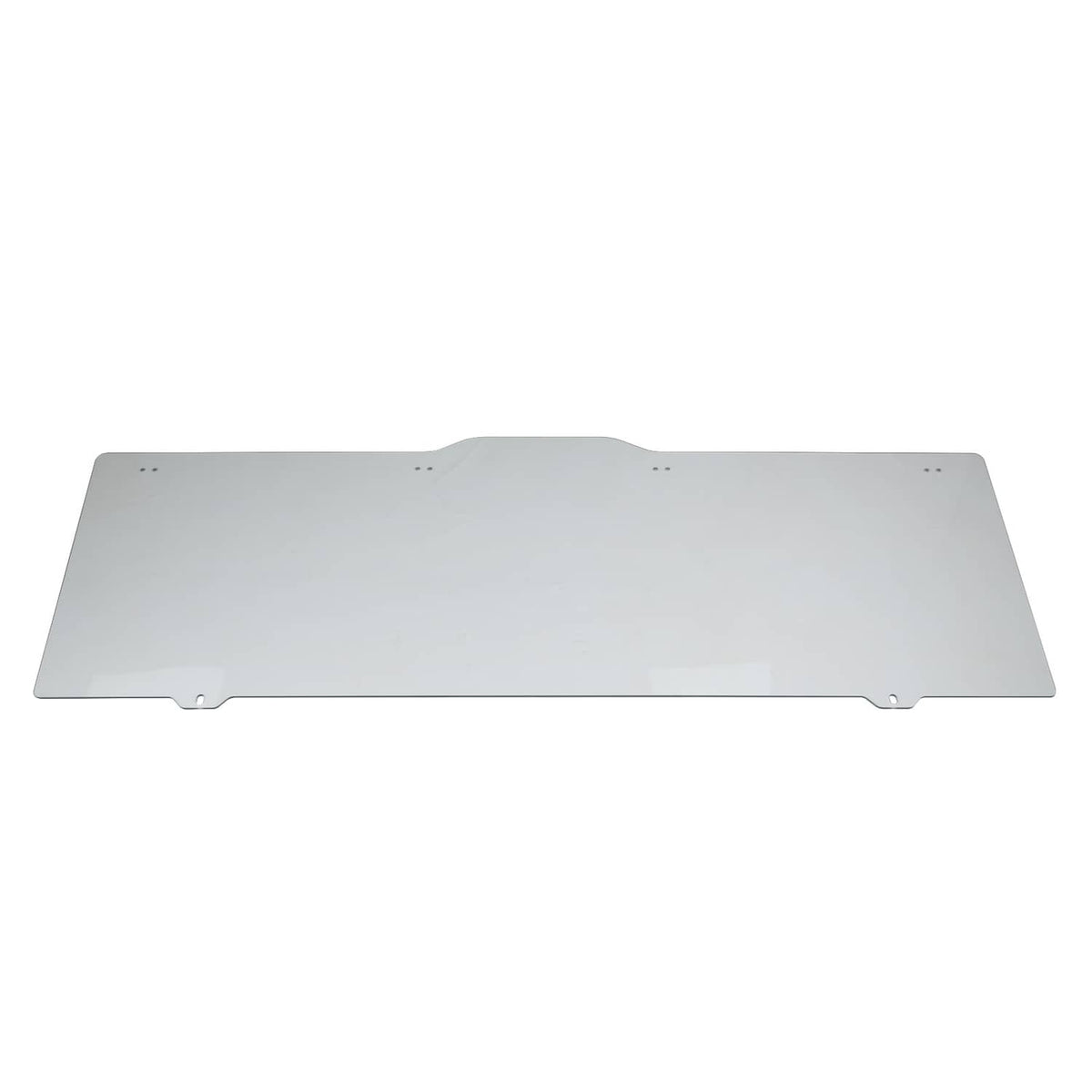 Rear sliding windshield panel window, long rectangular clear light gray panel