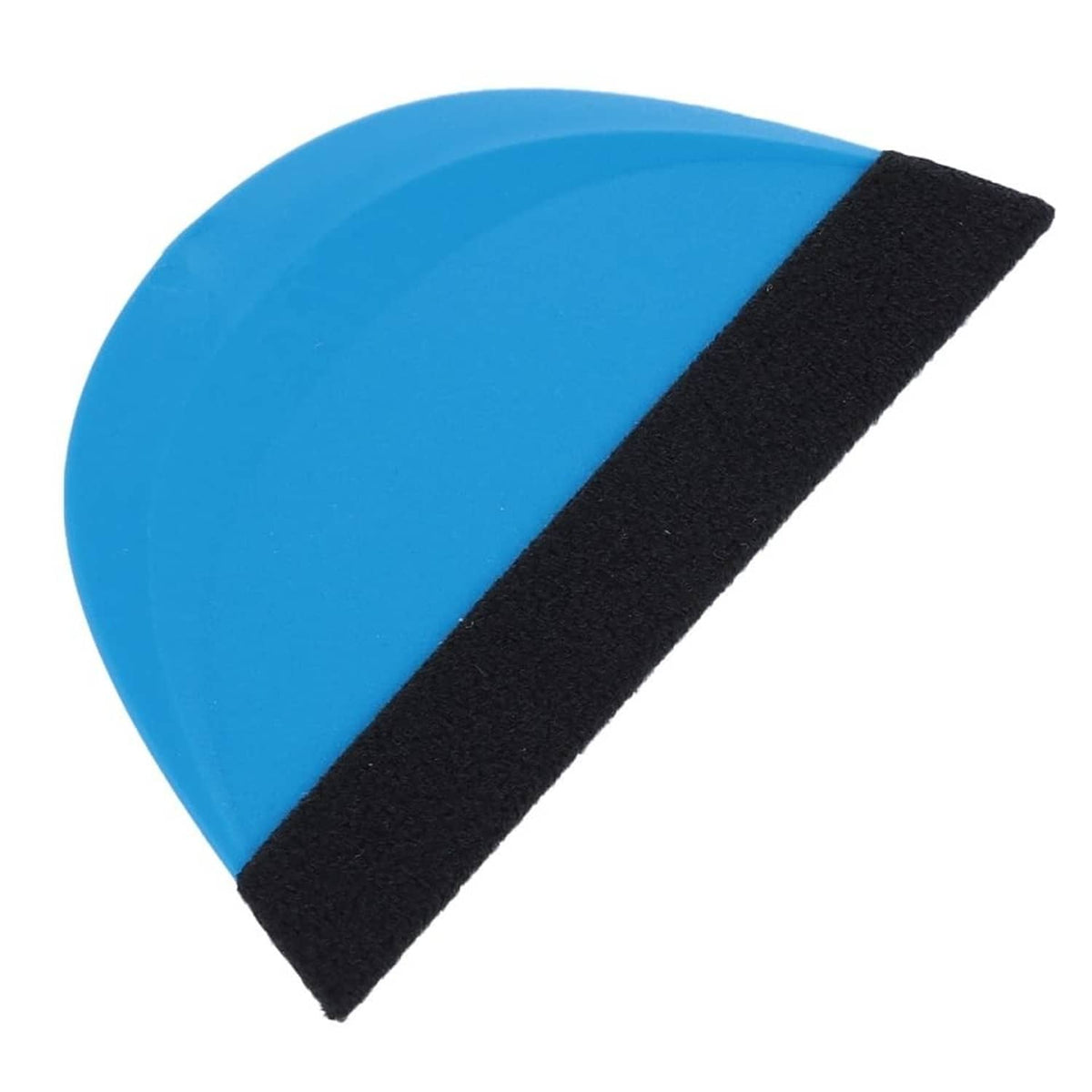 Curved felt squeegee for car vinyl, blue face with black edging