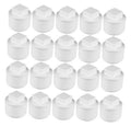 White PVC male thread pipe plug set, hex caps with ribbed threading, 1/2 in