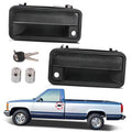 Pair of black exterior door handles with lock, key cylinder and two keys