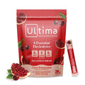 Cherry pomegranate electrolyte drink mix stickpack and pouch, red packaging