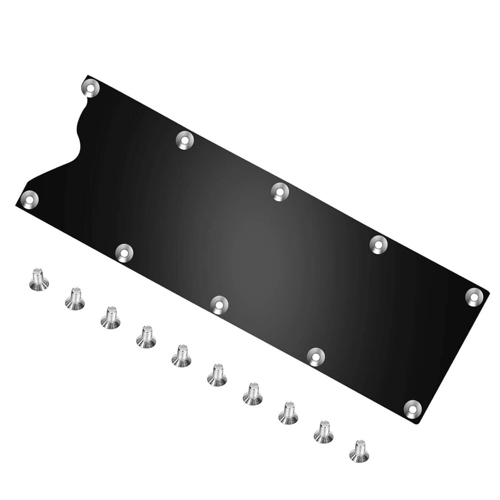 Billet knock sensor delete plate kit, black plate with mounting bolts and washers