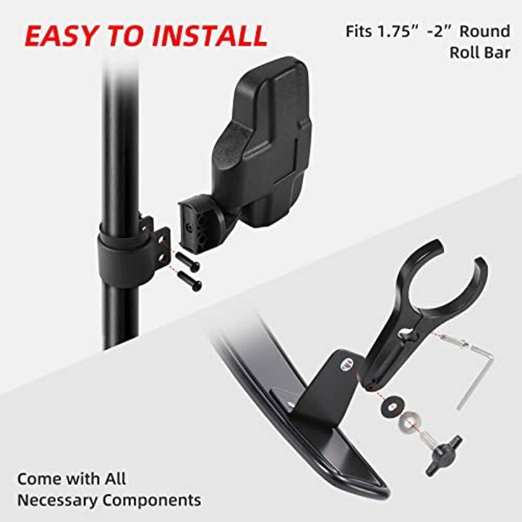 UTV mirror hardware and side mirror mount components for easy installation