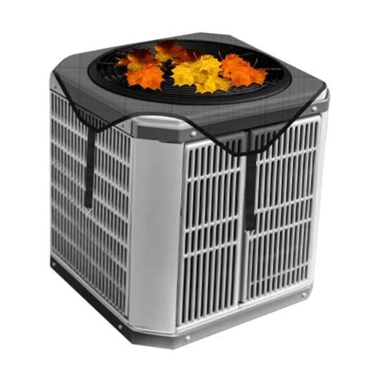 32 x 32 in mesh AC condenser cover with black top vent panel and elastic tie