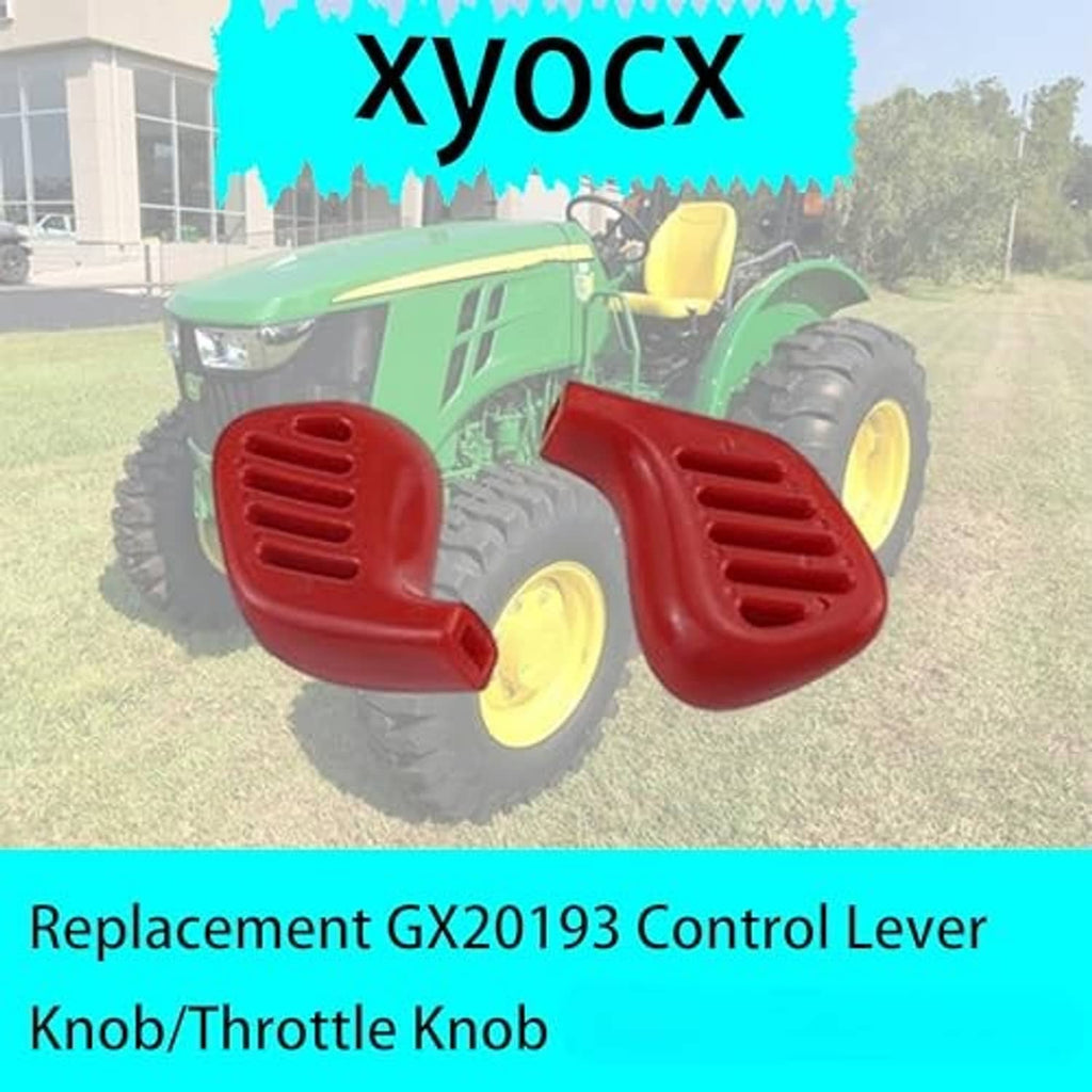 Two red throttle knobs with vented grille openings, curved lever handles