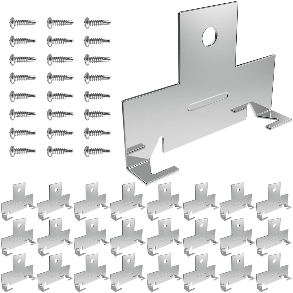 Silver recessed light retrofit C clips with screws, 24-piece set