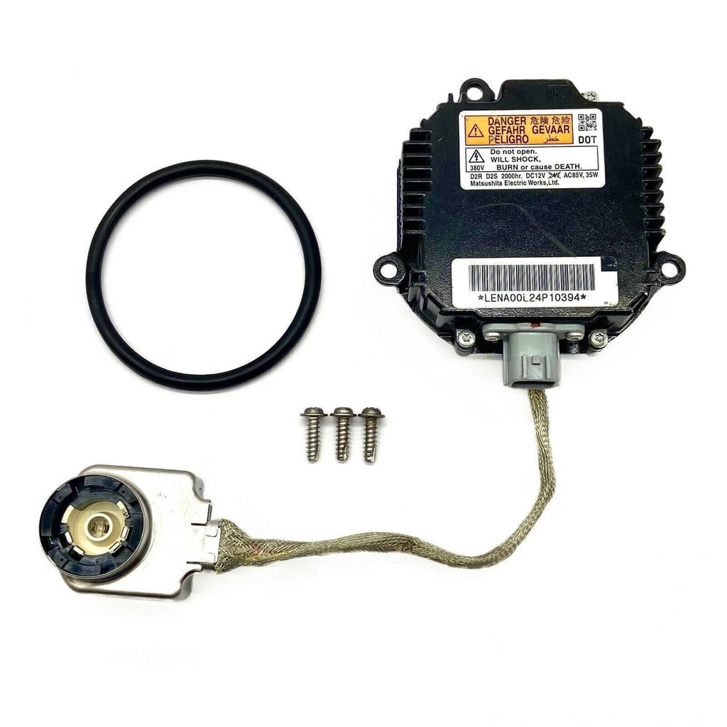 HID ballast control kit with cable ring, socket igniter, and mounting screws
