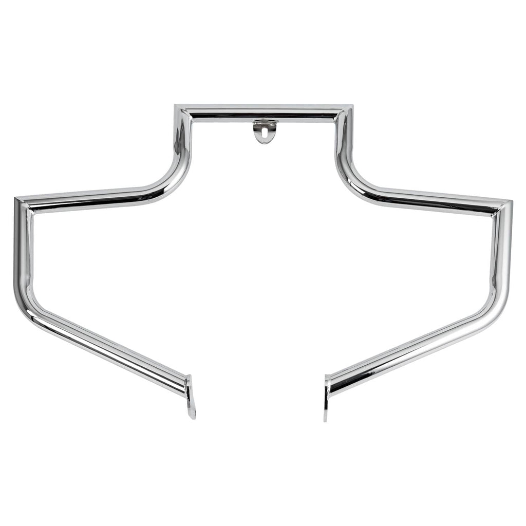 Chrome highway engine guard crash bar, front protective frame with top center tab