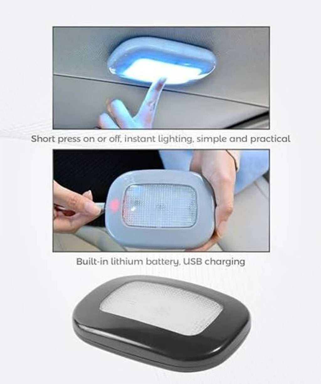 White-blue glow magnetic LED car roof light with USB charging and handheld control