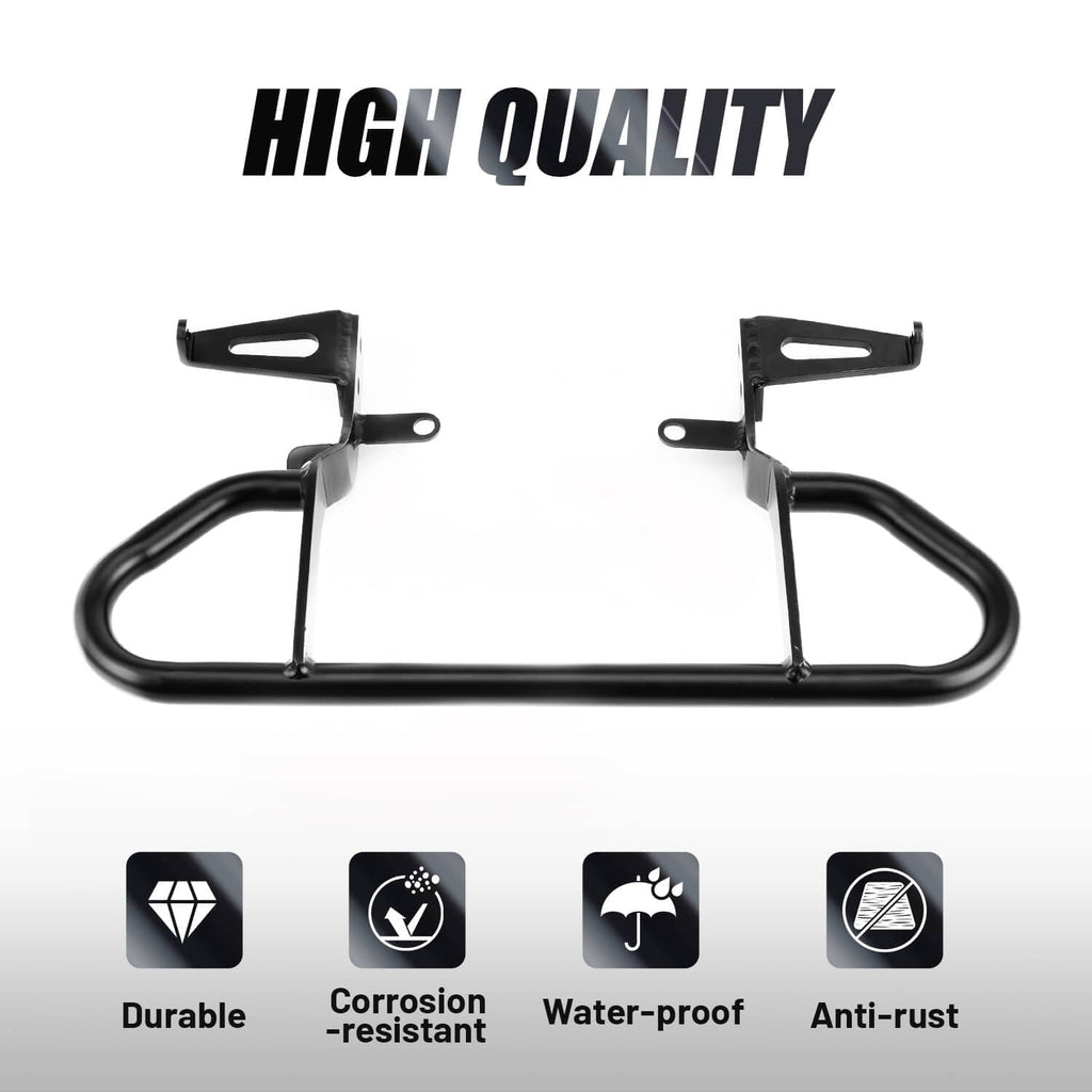 Black rear grab bar bumper rack with center bar and side mounting tabs