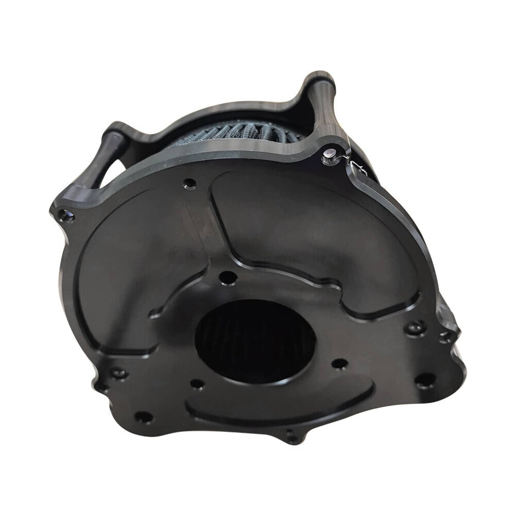 Black air cleaner intake filter rear housing cover with central inlet opening