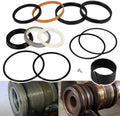 Hydraulic cylinder seal kit with black, orange, gray and white O-ring seals and screw